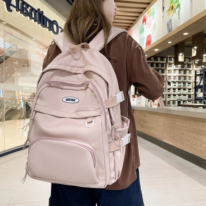 Multi-Pocket Nylon Woman Backpack Casual Student Rucksack High Capacity