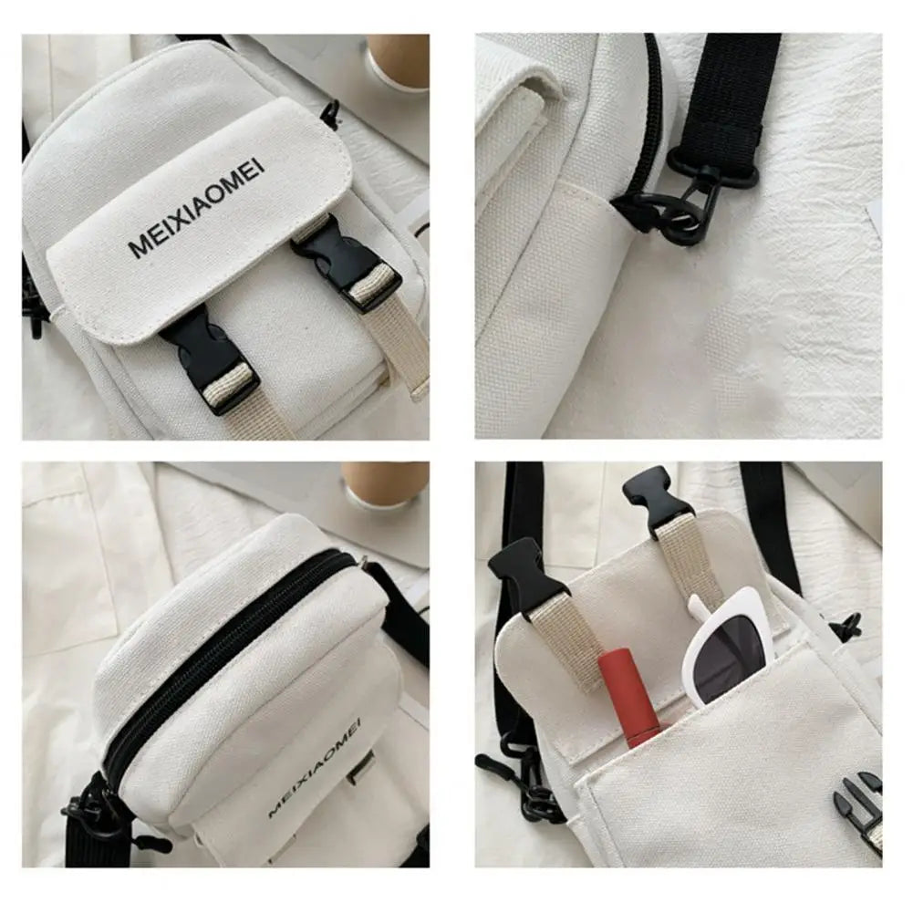 Canvas Crossbody Bag Moisture-proof Lightweight Adjustable Large Capacity