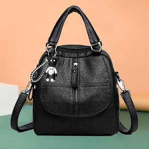 Vintage Leather Backpacks Women Crossbody Bag Tote