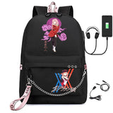 Zero Two Canvas Backpack USB Rechargeable Student Bag