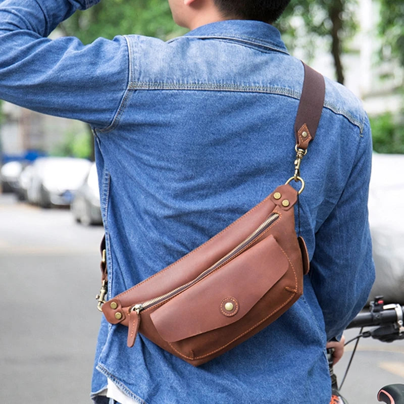 Leather Fanny Pack Hip Bum Waist Bag Multifunctional Shoulder Bag