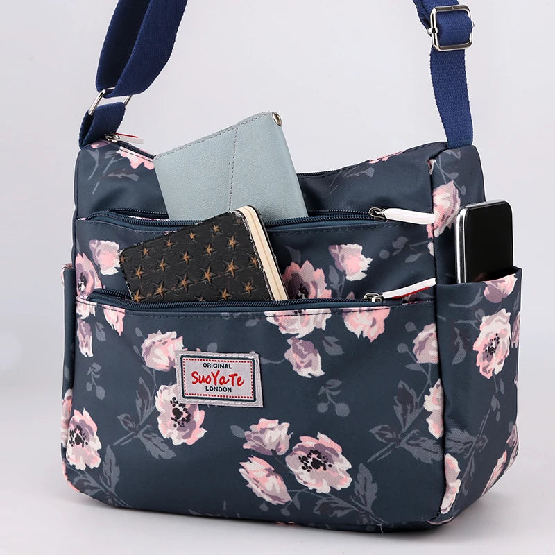 Nylon Messenger Bags Zipper Printed Ladies Crossbody Bag Vintage Bolsas