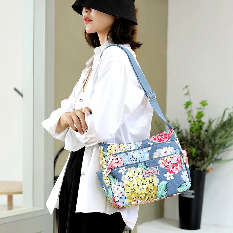 Nylon Messenger Bags Zipper Printed Ladies Crossbody Bag Vintage Bolsas