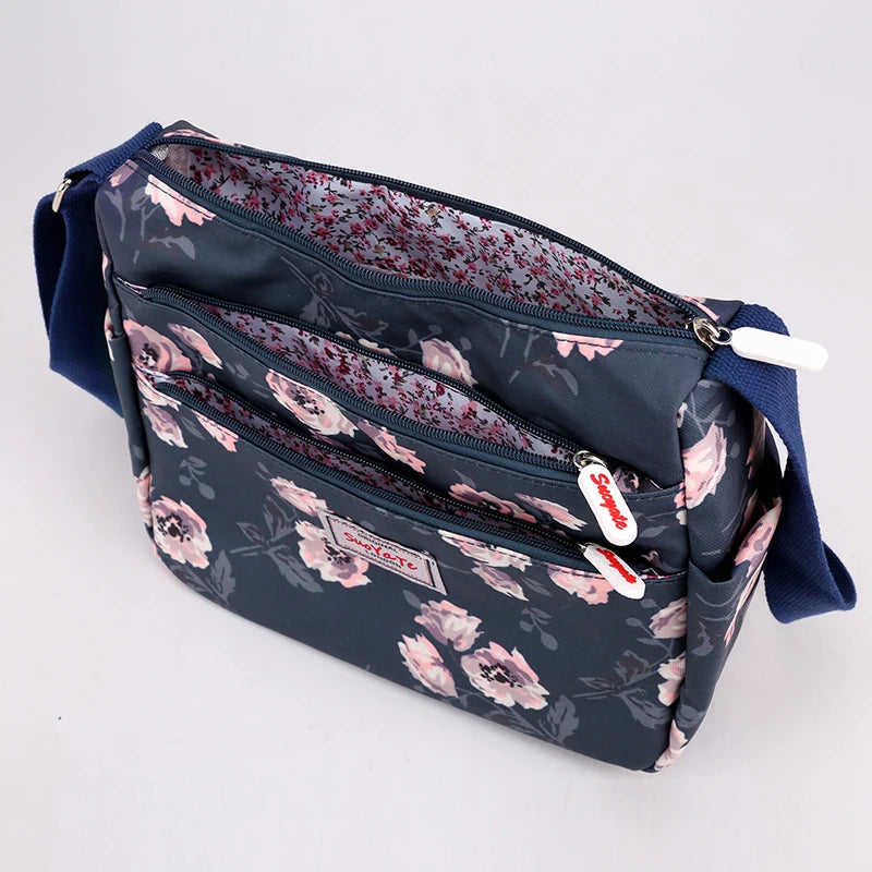 Nylon Messenger Bags Zipper Printed Ladies Crossbody Bag Vintage Bolsas
