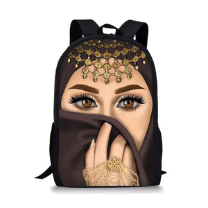 Muslim Islamic Girl Eyes Arabic Hijab Student Backpack
