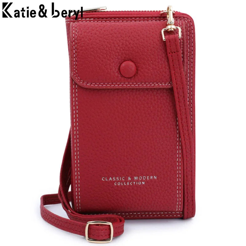 Mini Leather Crossbody Bag for Women - Matte Shoulder Clutch