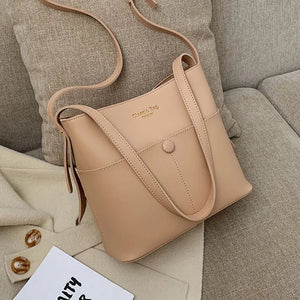Casual Buckets Bag Women Shoulder Soft PU Leather Crossbody Bag