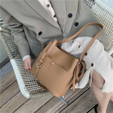 Casual Buckets Bag Women Shoulder Soft PU Leather Crossbody Bag