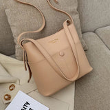 Casual Buckets Bag Women Shoulder Soft PU Leather Crossbody Bag