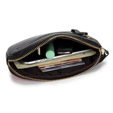 Leather Women Clutch Panelled Organizer Zipper Phone Bag Ladies Cowhide Wrist Ba
