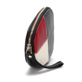 Leather Women Clutch Panelled Organizer Zipper Phone Bag Ladies Cowhide Wrist Ba