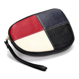 Leather Women Clutch Panelled Organizer Zipper Phone Bag Ladies Cowhide Wrist Ba