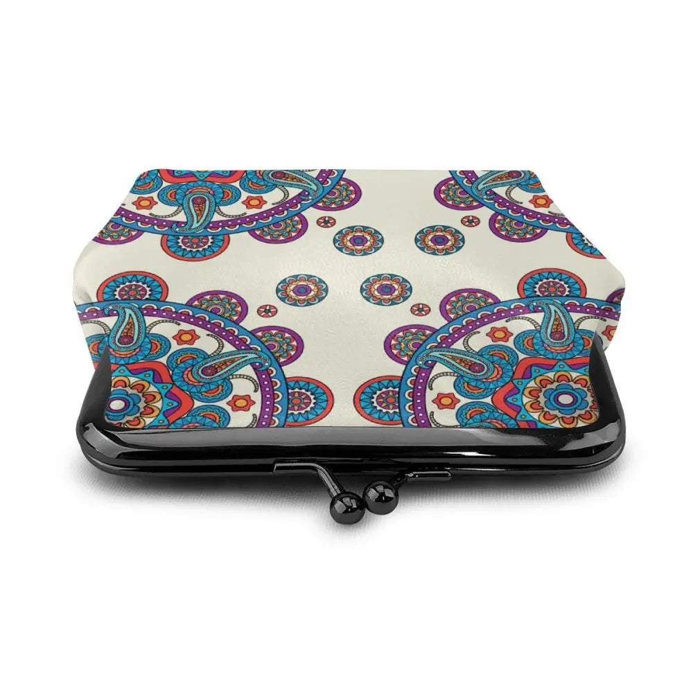 Boho Flower Print Women Retro Vintage Leather Small Wallet Purse Clutch Bag