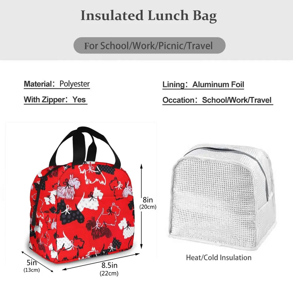 Cartoon Westie Lunch Bag Insulated Tote Picnic Food Cooler Pouch