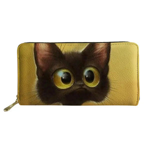 Cartoon Cats Print Wallet Ladies Leather Phone Purse Holders