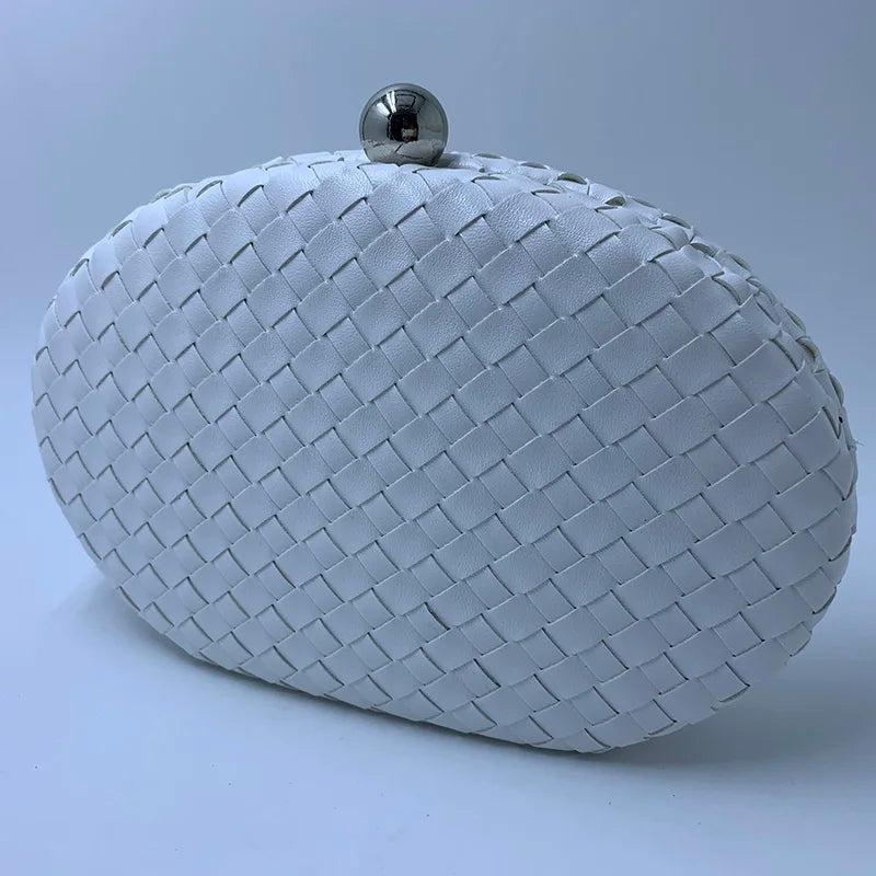 Oval Shape Knitting Box Case Clutch Evening Bag Pink Drop