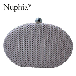 Oval Shape Knitting Box Case Clutch Evening Bag Pink Drop