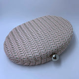Oval Shape Knitting Box Case Clutch Evening Bag Pink Drop