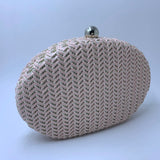 Oval Shape Knitting Box Case Clutch Evening Bag Pink Drop