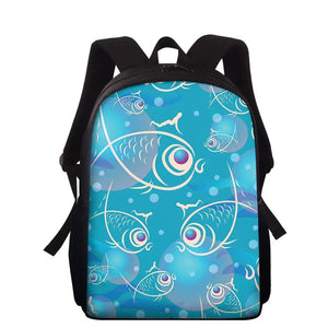 15-inch Cartoon Fish Children's Backpack For Girls Boys
