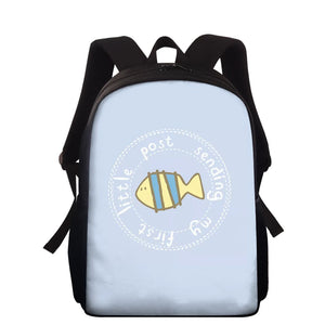 15-inch Cartoon Fish Children's Backpack For Girls Boys