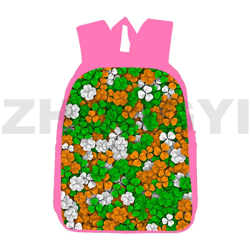 16" Pink 3D Anime St Patrick's Backpack Kids School Bag