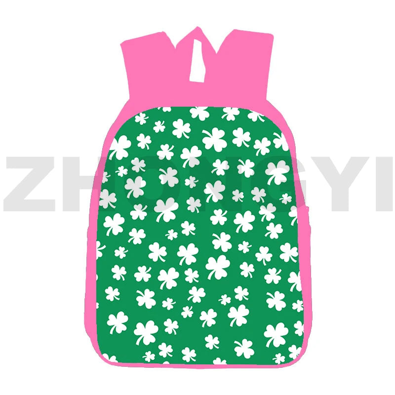 16" Pink 3D Anime St Patrick's Backpack Kids School Bag