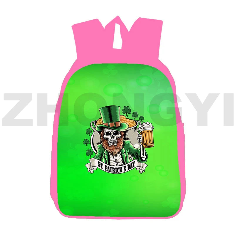 16" Pink 3D Anime St Patrick's Backpack Kids School Bag