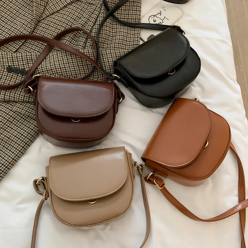 Women PU Leather Crossbody Saddle Bag Handbag Vintage Female Girls Soft Purses