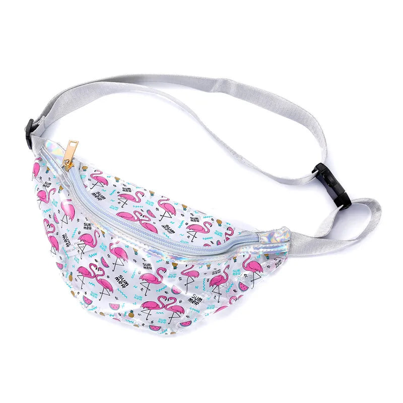 Cartoon Unicorn Girls Transparent Fanny Pack PVC Clear Beach Belt Bag