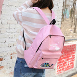 Cartoon Print Canvas Backpack Preppy Style Elephant School Bag