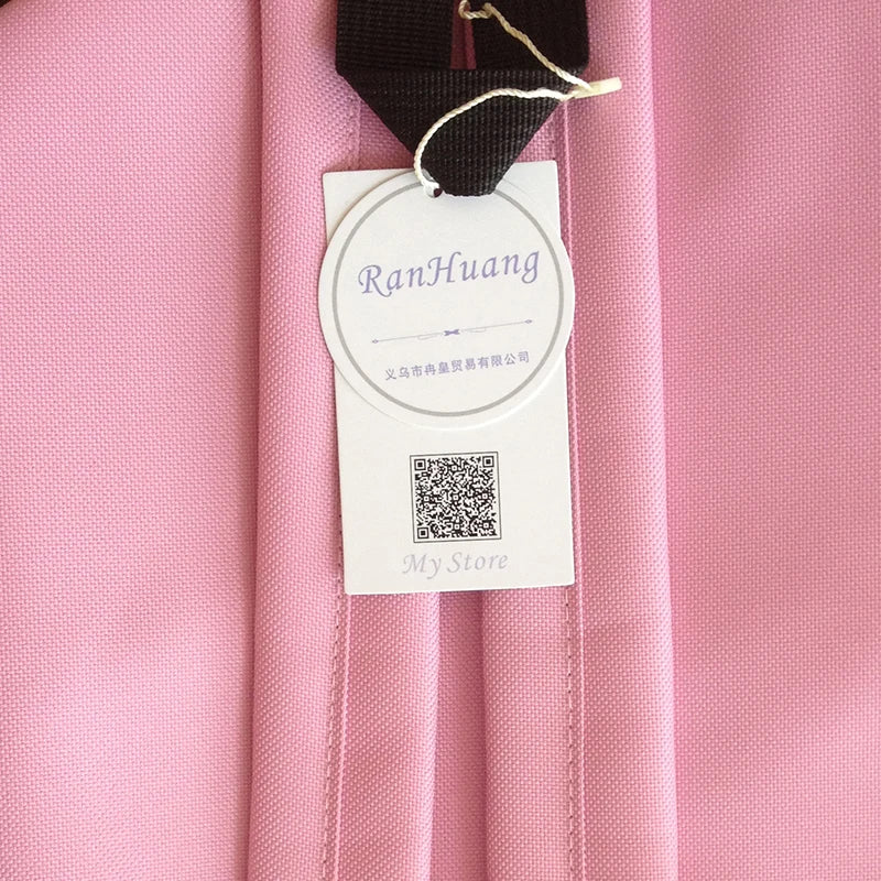 Cartoon Print Canvas Backpack Preppy Style Elephant School Bag