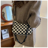 Plaid Shoulder Bag Women Hobos Commute Bag Handbags OL Style Crossbody Bags