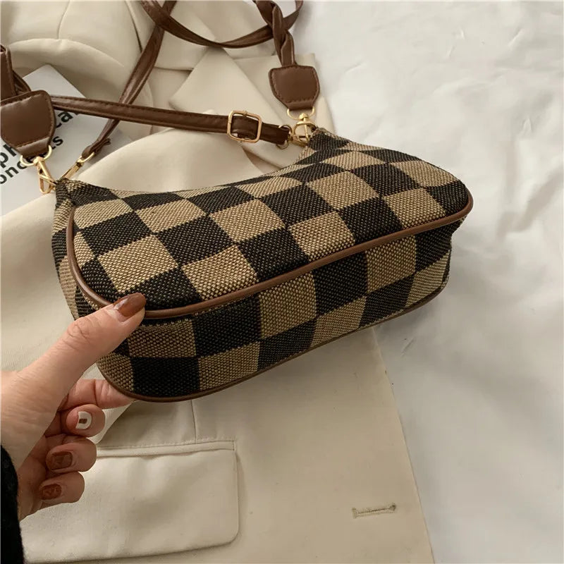 Plaid Shoulder Bag Women Hobos Commute Bag Handbags OL Style Crossbody Bags