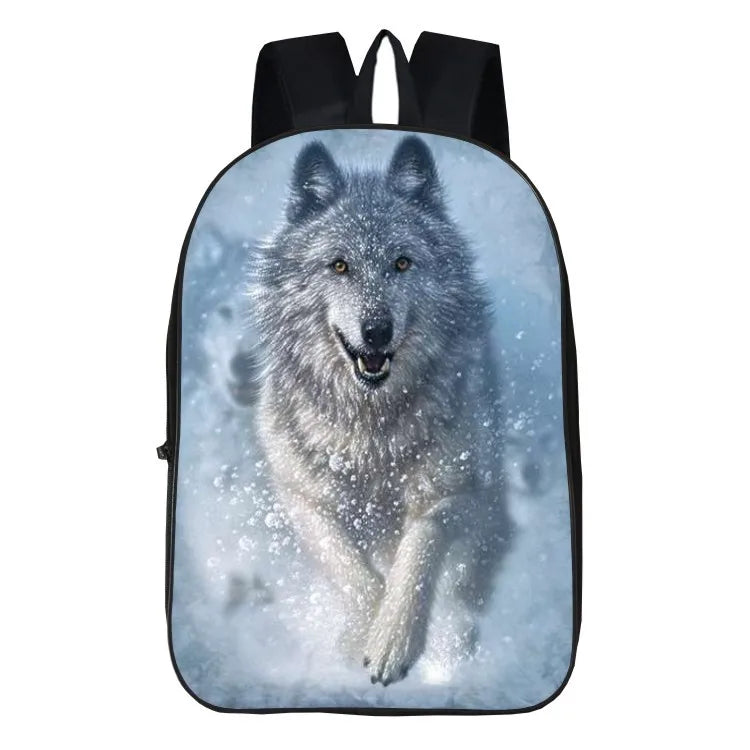 3D Animal Print Schoolbag for Boys Girls Wolf Head Backpack
