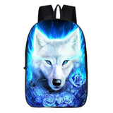 3D Animal Print Schoolbag for Boys Girls Wolf Head Backpack