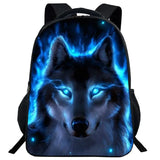 3D Animal Print Schoolbag for Boys Girls Wolf Head Backpack