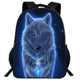 3D Animal Print Schoolbag for Boys Girls Wolf Head Backpack