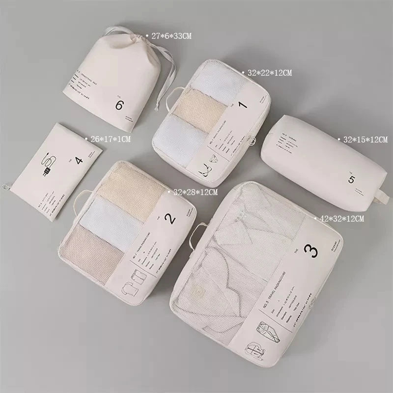6 Pc Travel Clothes Storage Waterproof Organizer Pouch Packing Cube