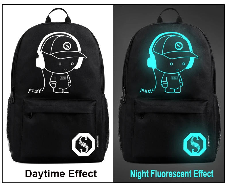 Anime School Backpacks for Kids Children Book Bag with Pencil Bag and Lock