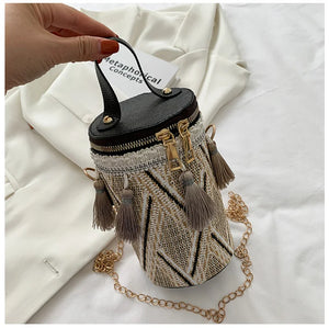 Women's Barrel Crossbody Bag Tassel Handbag