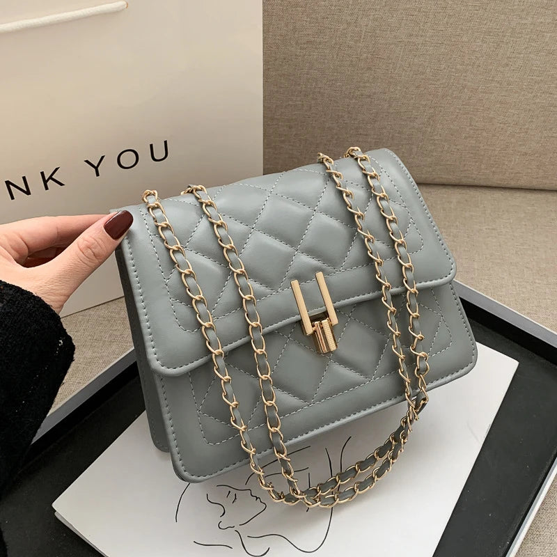 Arrival Women Chain Messenger Handbag Solid Flap Crossbody Bag