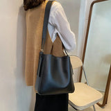 Women's Pu Leather Bucket Bags Brown B146