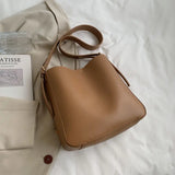 Women's Pu Leather Bucket Bags Brown B146