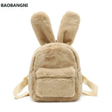 Winter Women's Plush Backpack Small Pink mochila feminina