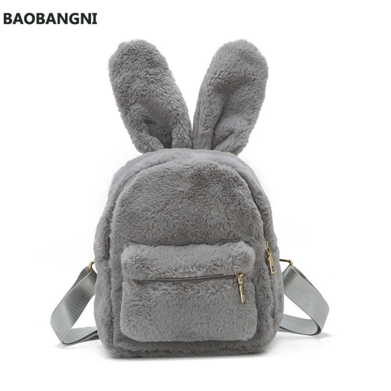 Winter Women's Plush Backpack Small Pink mochila feminina