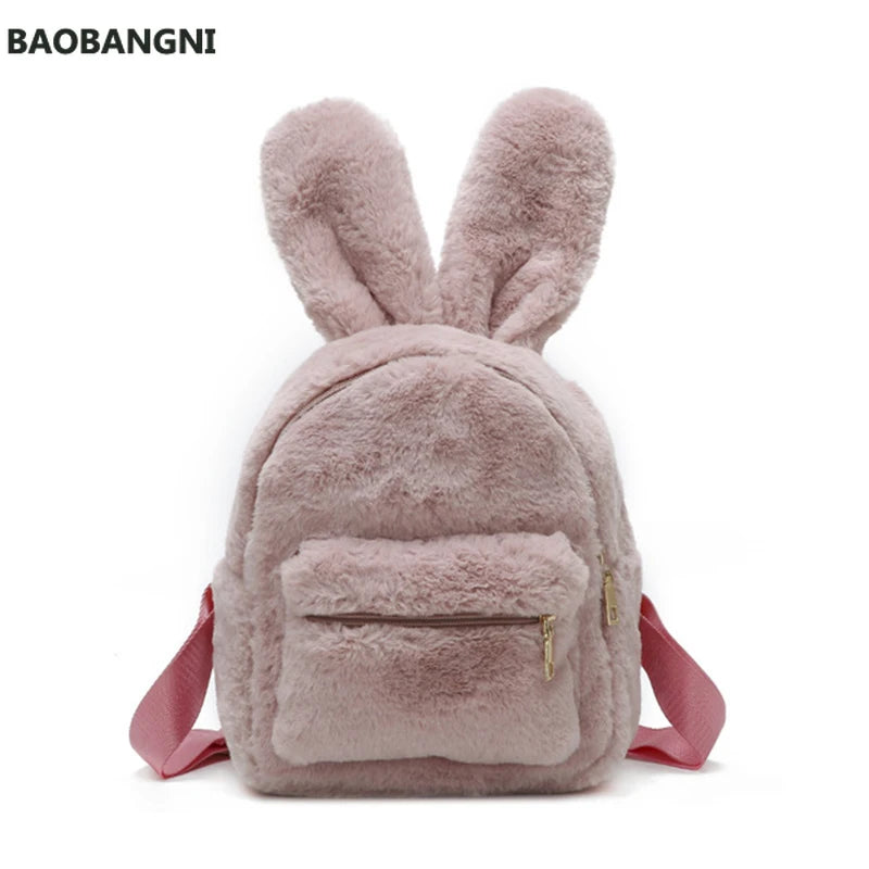 Winter Women's Plush Backpack Small Pink mochila feminina