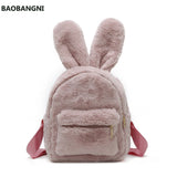 Winter Women's Plush Backpack Small Pink mochila feminina