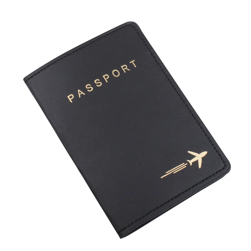 Passport Cover PU Leather Airplane Travel Protector Wallet