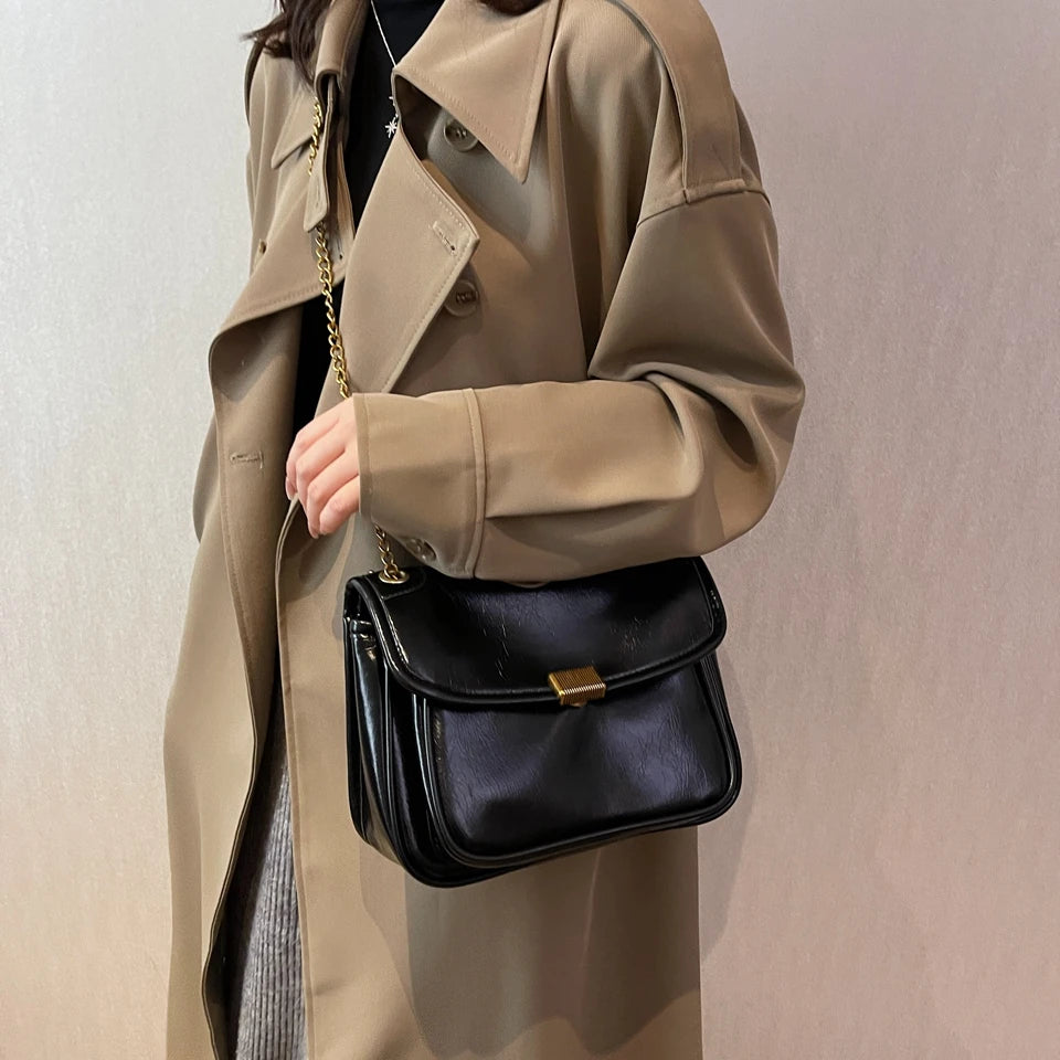 British Vintage Women's Double Chain Cross Body Shoulder Hobo Bags